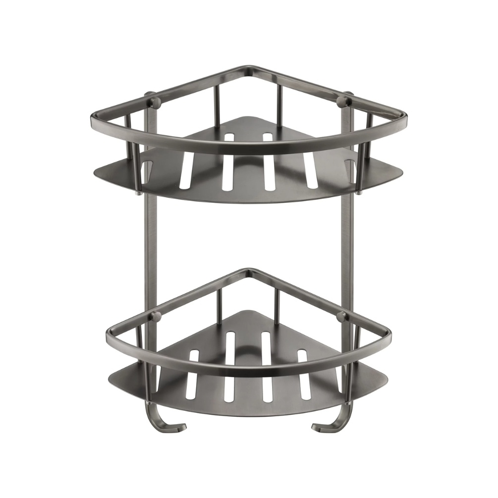 Product Cut out image of the JTP Vos Brushed Black Twin Corner Basket